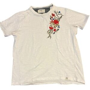 Cream and red floral embroidered short sleeve shirt #preppy #holiday #fl…